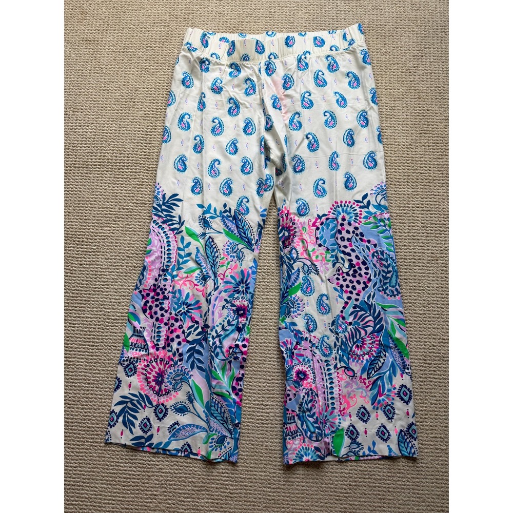 Lilly Pulitzer Bal Harbour Palazzo Pants XL NWT Macadamia Print Wide Leg